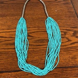 Aqua and silver beaded necklace